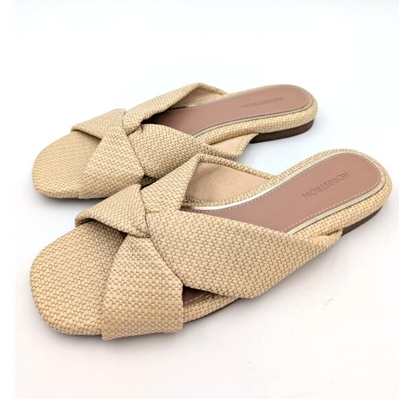 Nordstrom Cerise Faux Leather Weave Slide Sandal Women's Beige Size US6.5 - Picture 1 of 9